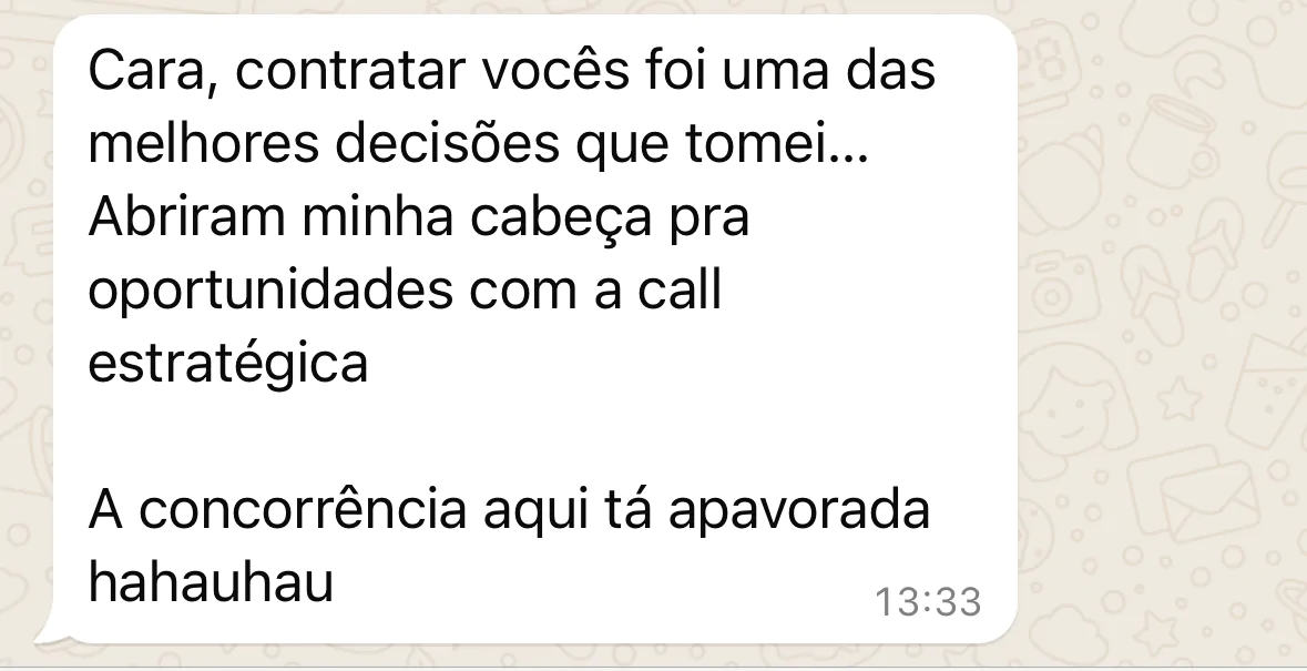 Cliente falando da decisão de contratar, meses depois.